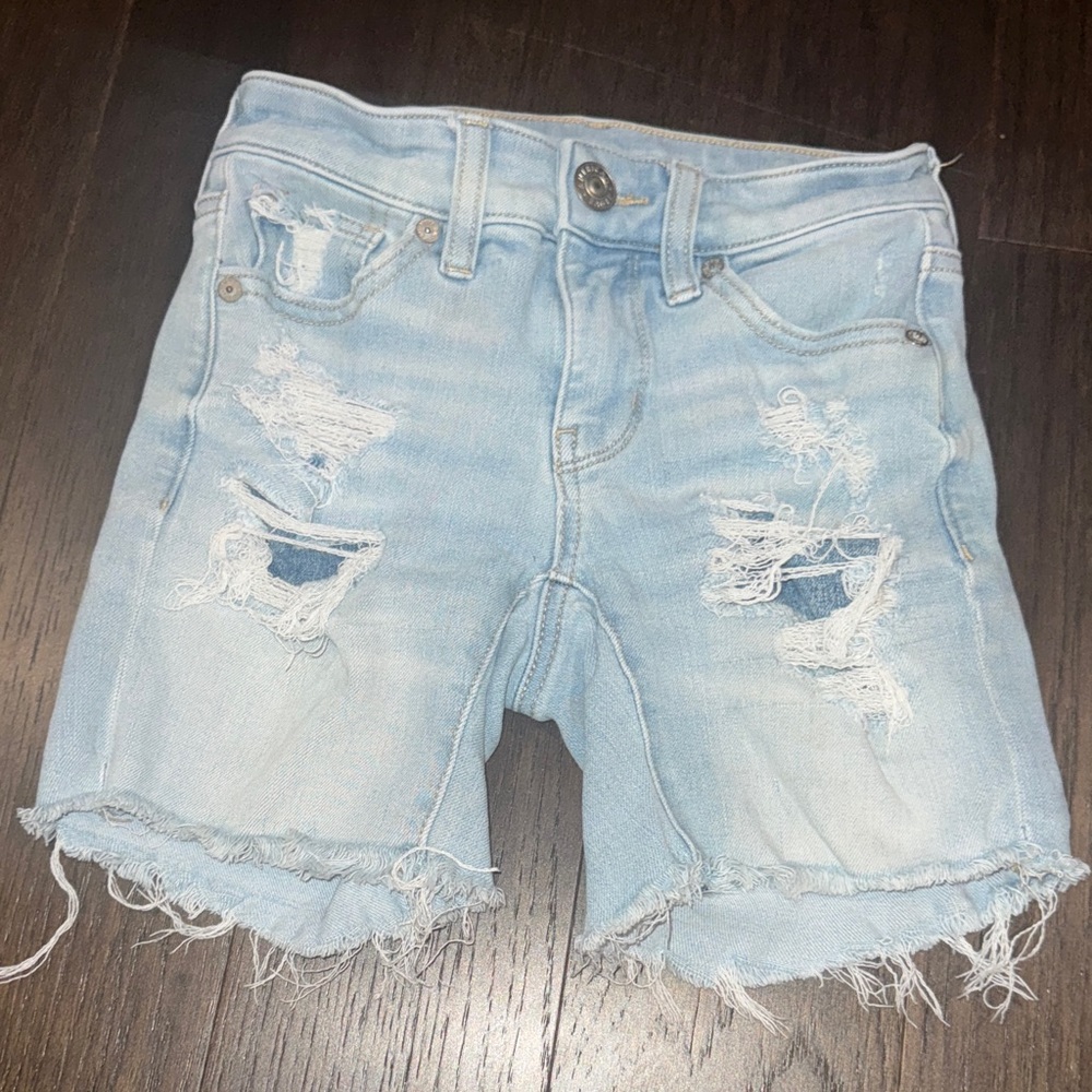 Distressed American Eagle Light Blue Denim Shorts